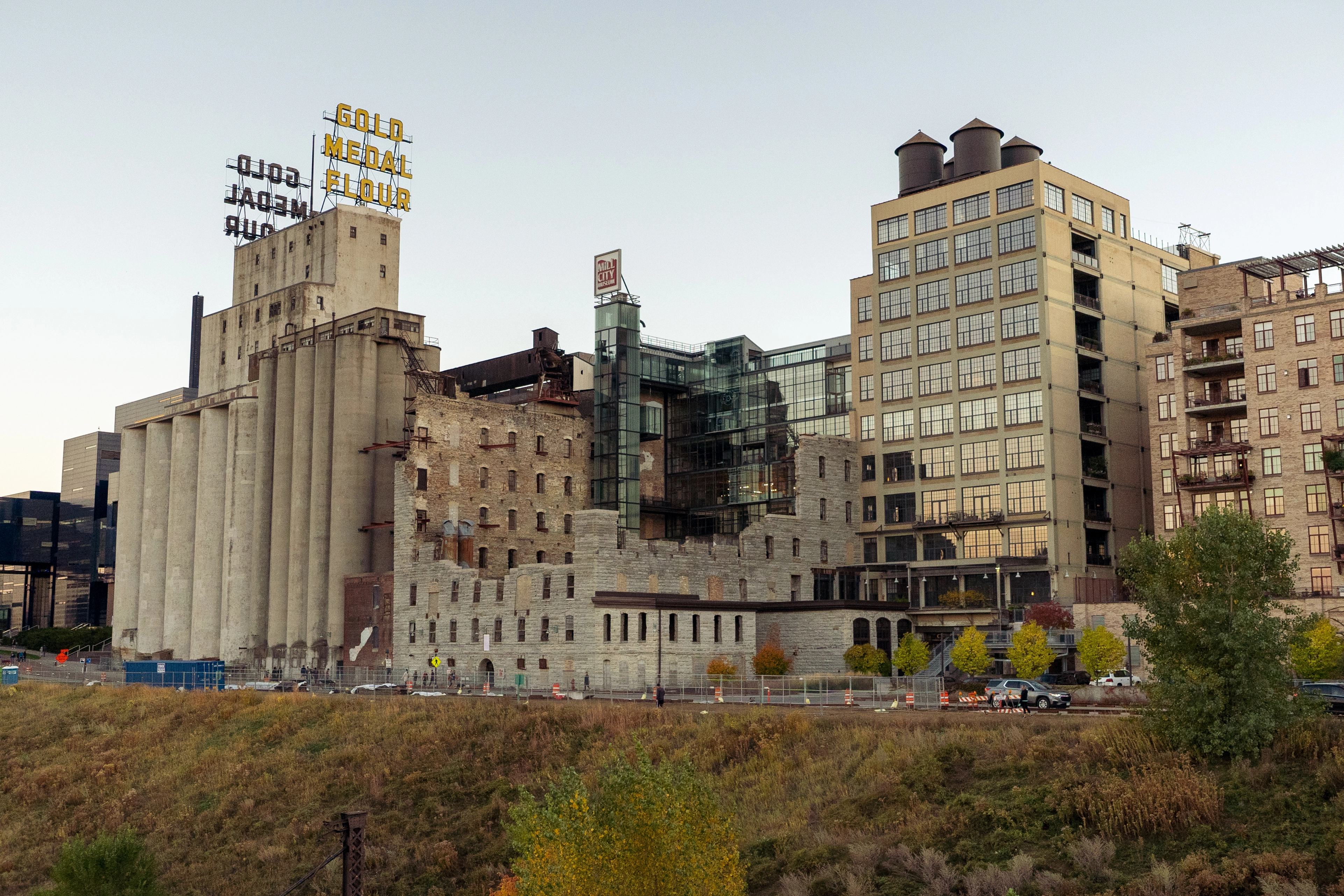 Condo buildings and old factory in East Town, Minneapolis